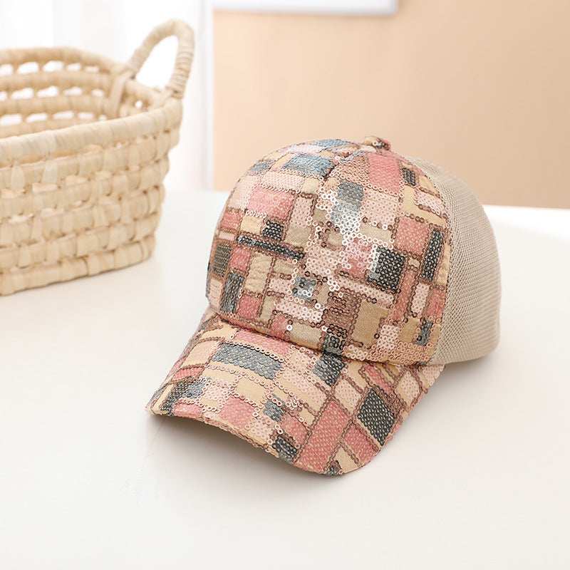 Wholesale Colorful Sequin Mesh Breathable Stitching Children's Baseball Cap